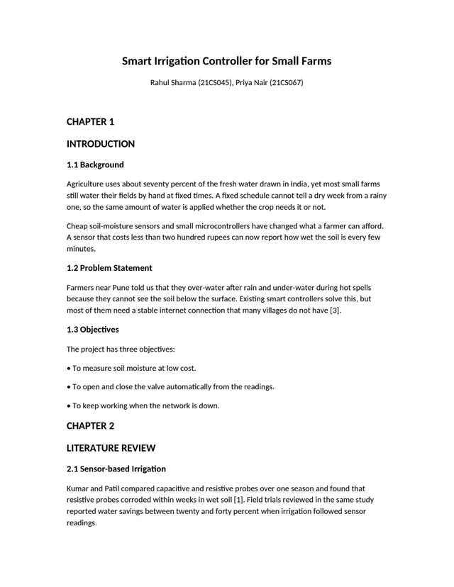 First page of the draft: a title, names and Chapter 1 in Calibri