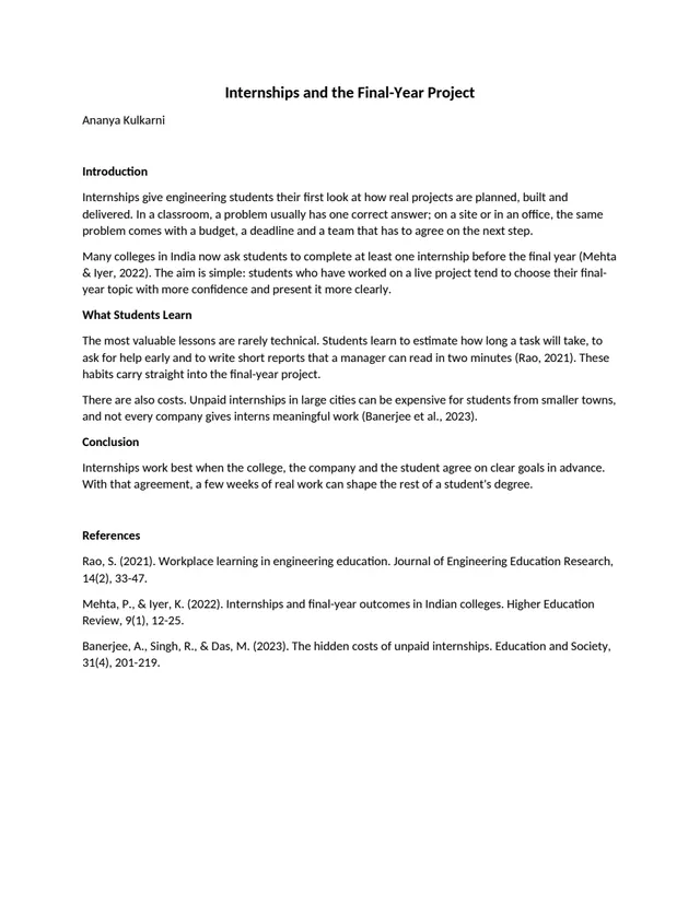First page before the fix. Word’s default look: single spacing, no indents, headings on the left, no page numbers.