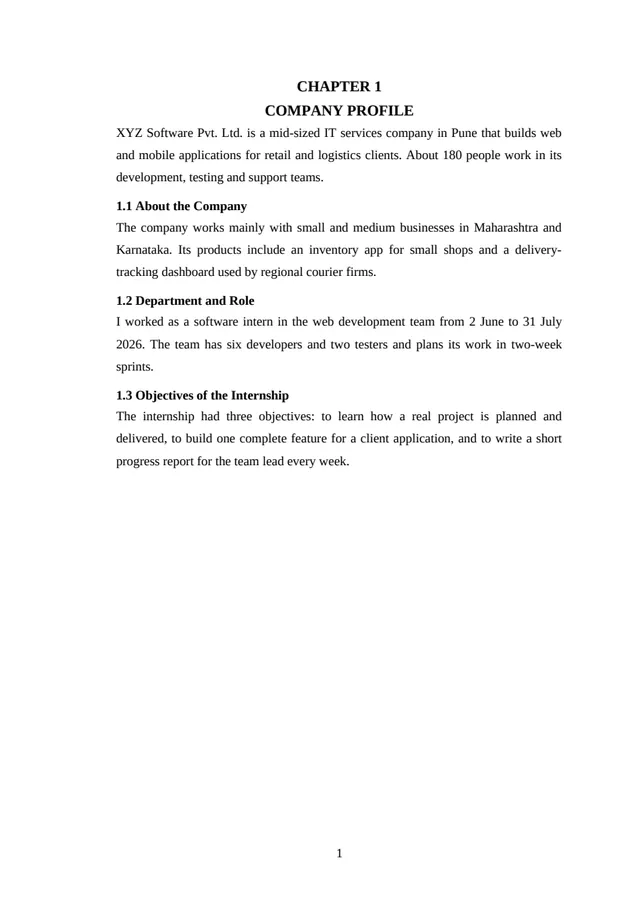 The same page after 🛠 Fix. A4, a 1.5″ left margin, Times New Roman 12 at 1.5 spacing, justified text, centred CAPITAL chapter headings and a page number at the bottom.