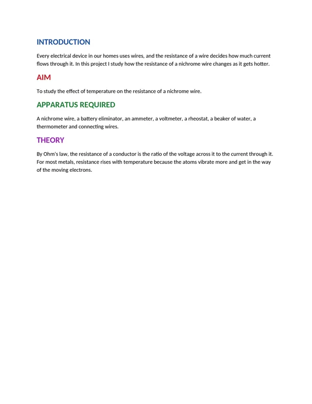 First page before the fix. A typical first draft: coloured headings in Calibri.