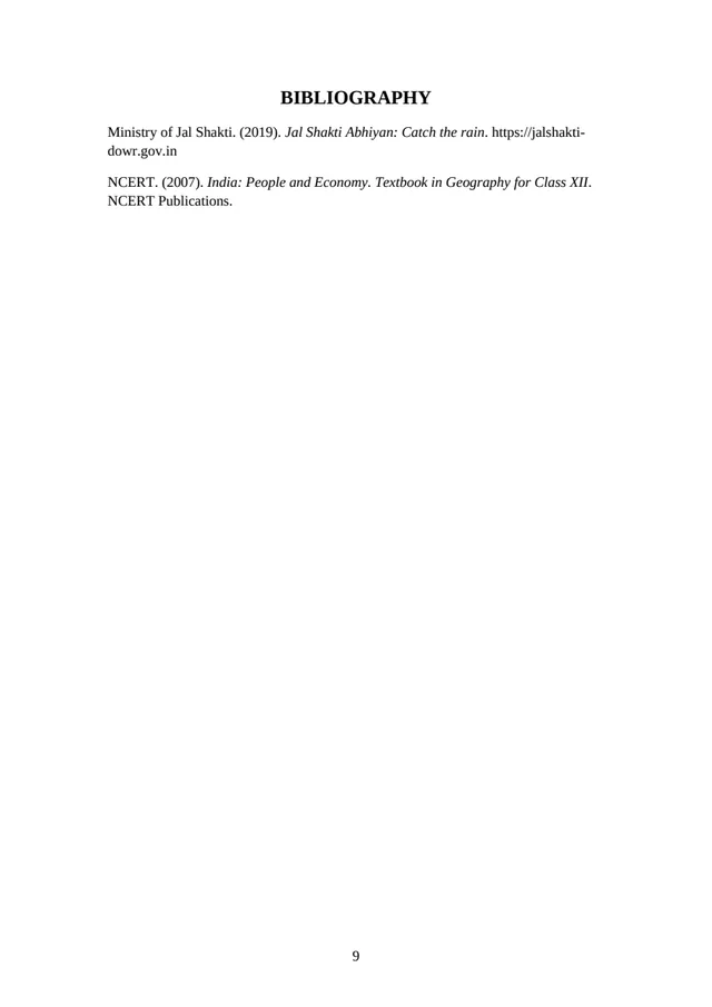 A finished bibliography page at the end of a school project file